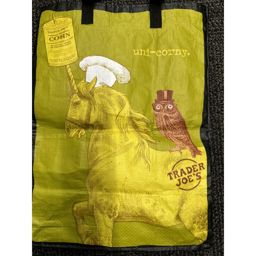 Trader Joes Perky Uni Corny‎ Market Reusable Shopping Bag Tote Colorful Medium